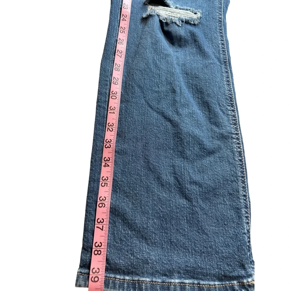 Lee Mens Straight Leg Distressed Medium Wash Blue‎ Denim Jeans 31x27.5